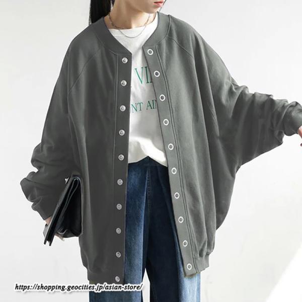 コート・ジャケット | コクーン2WAYカーデ カーディガン レディース 長袖 ジャケット アウター ゆったり コート 秋冬 スタンドカラー 前後 ミドル丈 ボタン ポケット トレーナー