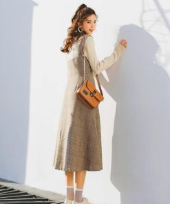 オールインワン | スカート ワンピース ロング 秋冬 チェック ジャンパースカート サロペット オールインワン 大人 グレンチェック