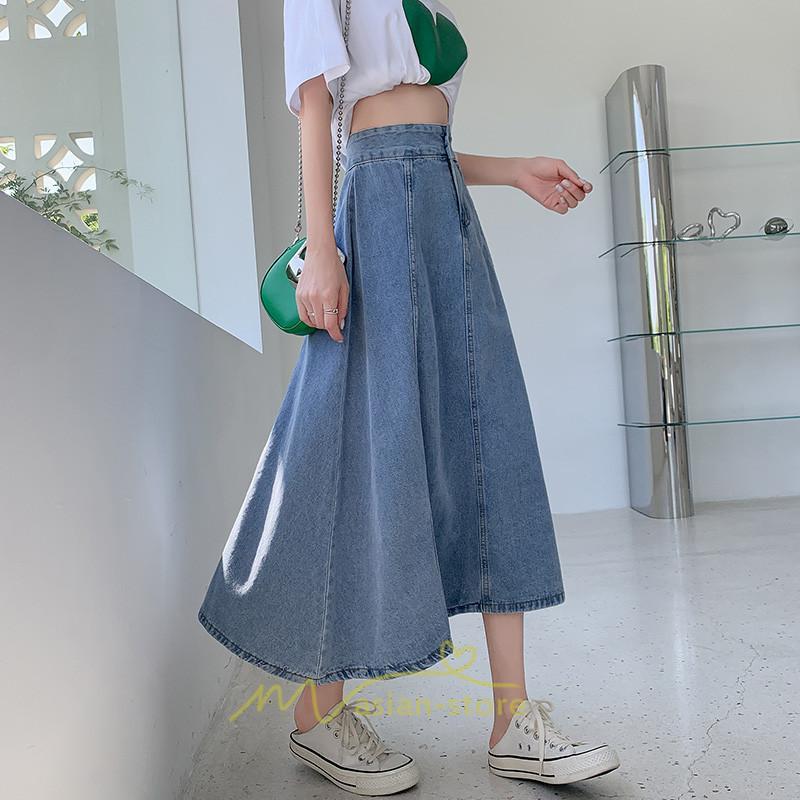 スカート | デニムロング レディース ロングボトムス フレア大きいサイズ 無地 シンプル 秋物 秋服 オシャレ キレイめ 秋冬