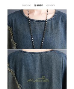 デニムワンピース | デニム ワンピース 春 秋 長袖 レディース カジュアル ひざ下 ミモレ丈 ゆったり 体型カバー ワンピ おしゃれ ワンピース 可愛い 大きいサイズ