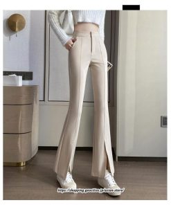 チノ・テーパード・ジョガー・スキニーパン | フレアパンツ レディース ハイウエスト センターシーム 韓国ファッション オフィス カジュアル 通勤 シンプル デイリー 春 秋 韓国 送料無料 冬 スリット