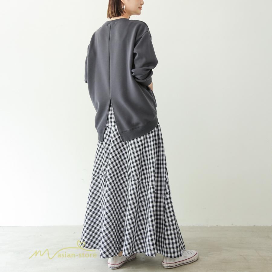 スカート | ロング夏新作 フレア切り替え チェック柄 20代30代 大人 40代50代 可愛い 60代 ゆったり 広い裾 ウエストゴム 6色 春 ダンス舞台 綿 春夏 秋