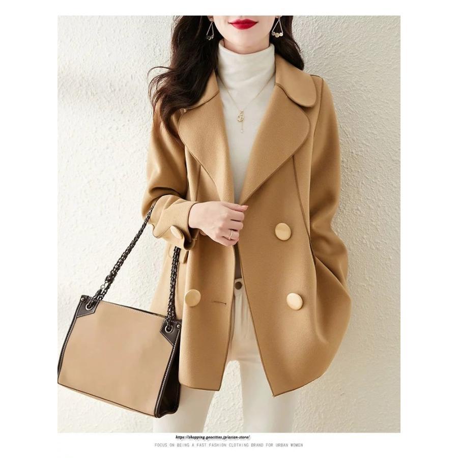 コート・ジャケット | テーラードジャケット レディース コート アウター 長袖 ミディアム丈 羽織り 春 秋 冬 無地 カジュアル ラシャ ダブルブレスト 秋 冬 あったか 通勤 通学