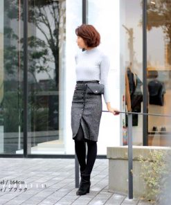 タイトスカート | ツイード スカート レディース 秋冬 ハイウエスト ひざ丈 ミモレ丈