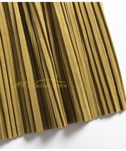 スカート | プリーツロングミモレ丈 ビロードAラインウエストゴム ハイウエスト 秋冬 無地 ゆったり 通学通勤 大人