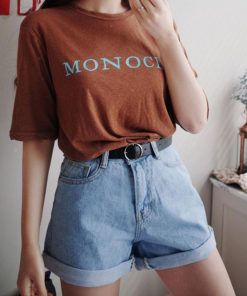 ジーンズ、デニム | ハイウエスト ベルト付き レディース ロールアップ ショーパン デニムショートパンツ 夏