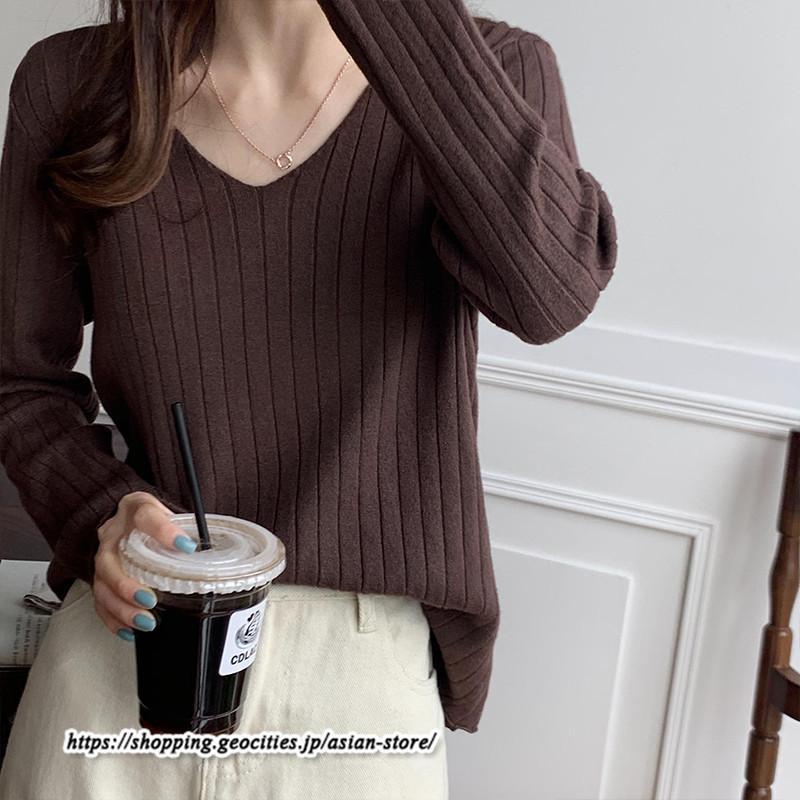 ニット・セーター | カットソー ニット レディース リブニット 長袖 秋冬 春 トップス スリム ストレッチ インナー 無地 着痩せ プルオーバー 長袖カットソー 長袖ニット 通学通勤