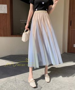 スカート | レディース チュール春夏 コーデ ウエストゴム ロングフレア着痩せ 通勤 配色 マキシ カジュアル 上品 20代30代40代50代