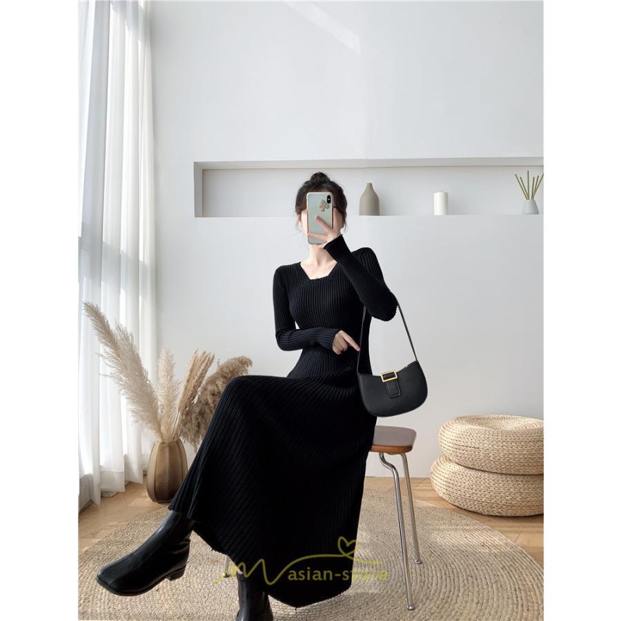 ニットワンピース | ワンピース 秋 秋服 レディース ニット ロングワンピース ロング 長袖 冬 冬服 Aライン 着痩せ 大人上品 お出かけ デート エレガント 送料無料 20代30代40代