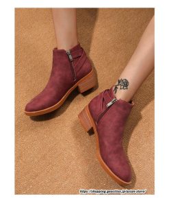 ショートブーツ | 大きいサイズ26.5cm レディース 上品 ブーツ 秋冬 春 チャンキーヒール 太ヒール シンプル ブーティー 大人 黒ブーツ サイドファスナー