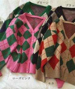 カーディガン | アーガイル柄ニットカーデ