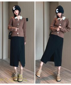 スカート | レディース マタニティウェア ロング丈 秋 冬 2022新作 妊婦服 裾口スリット 体型カバー ママ 産前 産後 ウエスト調整 マタニティきれいめ