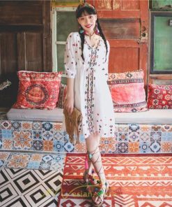 ミニ丈 | ワンピース レディース 夏 秋 ひざ上 カジュアル 大人 20代 30代 40代 50代 ママ 母 OL 謝恩会 食事会 個性的 民族風 三色展開 海外セレブ 女子会 上品