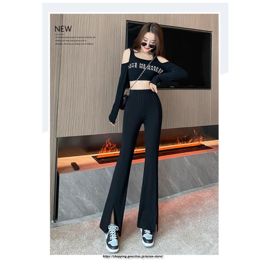 チノ・テーパード・ジョガー・スキニーパン | パンツ レディース フレアパンツ ロングパンツ 千鳥格柄 ブラック スリット カジュアル ハイウエスト お出かけ かわいい スキニーパンツ トレンド おしゃれ