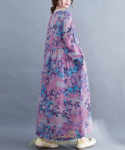 マキシ | ロングワンピース 大きいサイズ レディース 細見え 着痩せ 美シルエット セクシー 女子力 トレンド 海外セレブ オトナ女子 花柄 大人 紫 体型カバー ぽっちゃり