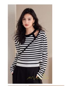 ニット・セーター | ニット トップス レディース セーター 長袖 体型カバー 30代 40代 50代 ボーダー柄 着痩せ お出かけ 送料無料 オシャレ 可愛い 着回し 部屋着 秋冬コーデ