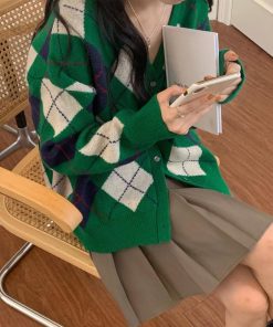 カーディガン | アーガイル柄ニットカーデ