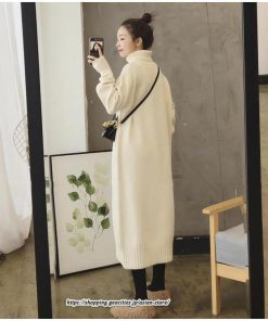 マキシ | ワンピース タートルニットワンピース ハイネック ロングワンピース 暖か フレア ロング マキシ丈 長袖 無地 マタニティ 厚手 暖か 冬 秋 30代 20代 40代 50代