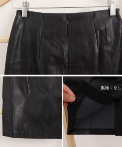 タイトスカート | フェイクレザースカート膝丈バックスリット