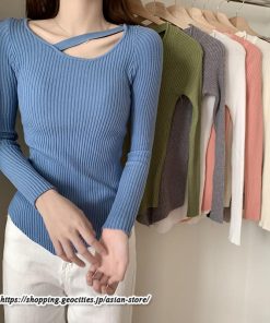 ニット・セーター | カットソー ニット レディース リブニット 長袖 秋冬 春 トップス スリム ストレッチ インナー 無地 通学通勤 着痩せ プルオーバー 長袖カットソー 長袖ニット