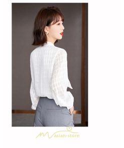 シャツ・ブラウス | ブラウス シャツ 秋 秋服 レディース 蝶結び チェック柄 春 秋 新作 シフォン 長袖 ゆったり 可愛い キレイめ エレガント おしゃれ お出かけ 通勤 カジュアル