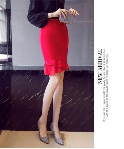 スカート | タイトマーメイドハイウエスト セクシーヒップアップ 膝丈無地 黒 オフィス 30代40代 50代 フォーマル