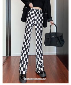 チノ・テーパード・ジョガー・スキニーパン | パンツ レディース フレアパンツ ロングパンツ チェック柄 カジュアル ハイウエスト ワイドパンツ トレンド かわいい おしゃれ 楽ちん お出かけ 送料無料 デート