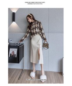 スカート | ニットレディース ボトムス  ロング 秋冬 40代 50代 暖か コーデ 送料無料 スリット 着痩せ 韓国ファッション セクシー ハイウエスト Aライン
