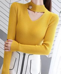 ニット・セーター | おしゃれ レディース チョーカー風 セーター リブニット ニットカットソー プルオーバー きれいめ セクシー