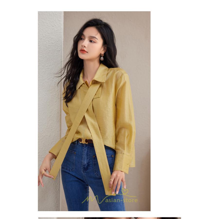 シャツ・ブラウス | シフォンブラウス 長袖 レディース シフォン ブラウス フォーマル カジュアル リボン 着痩せ 通勤 通学 オシャレ 可愛い 秋服 上品 キレイめ 2022 ナチュラル