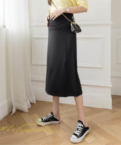 スカート | マタニティレディース 裾口スリット 上品 マタニティウェア 春 夏 大きいサイズ 無地 ウエスト調整 産前産後 マタニティ 妊婦服 妊婦 通勤