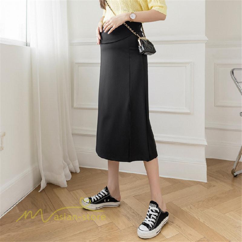 スカート | マタニティレディース 裾口スリット 上品 マタニティウェア 春 夏 大きいサイズ 無地 ウエスト調整 産前産後 マタニティ 妊婦服 妊婦 通勤