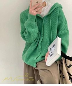 カーディガン | ニットニットパーカー セーター フード付き アウター 羽織り 秋冬 レディース トップス 通学通勤 ゆったり 7色 厚手 ニットアウター 20代40代