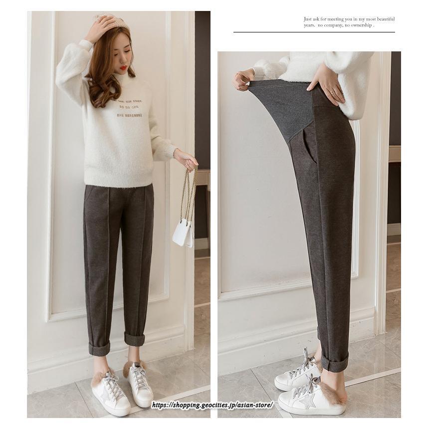 パンツ レギンス | マタニティパンツ 秋冬 テーパードパンツ 厚手 裏起毛 防寒 暖かい マタニティ 産前産後 お腹楽チン スリム ロングパンツ 妊婦 妊娠 ゆったり ママ 妊婦パンツ
