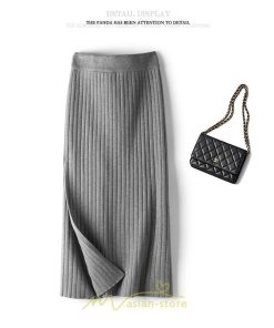 スカート | レディース ロング丈 ミモレ丈 冬 秋 暖か ボトムス ハイウエスト 美ライン スリット セクシー ニット イベント お出かけ デート お呼ばれ お食事会