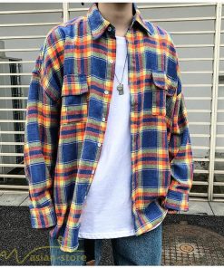 シャツ | ライトアウター 秋服 薄手 メンズ チェック柄 長袖 ポケット 韓国風 カッコウイイ 日常感 ワイドコットン 大きいサイズ トップス 大きいサイズ 男性着