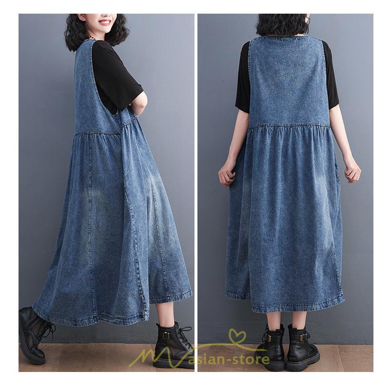 オーバーオール サロペット | オーバーオール デニムサロペットスカート ロングスカート ジャンパースカート デニムスカート レディース ポケット 大人 無地 20代30代 キュート 40代