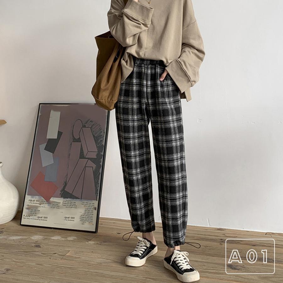 クロップドパンツ | チェック柄 あったか ストレートパンツ カーゴパンツ レディース おしゃれ ロングパンツ カジュアル 裏起毛パンツ 着やせ