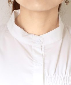 シャツ・ブラウス | レディース 春夏長袖 チュニックワンピ シャツブラウス 白 シャツワンピース ウエストマーク ミニワンピース