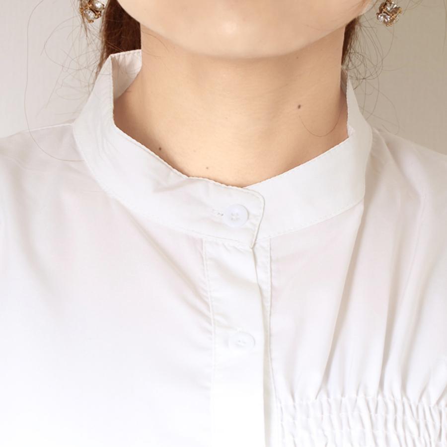 シャツ・ブラウス | レディース 春夏長袖 チュニックワンピ シャツブラウス 白 シャツワンピース ウエストマーク ミニワンピース