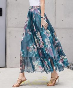 スカート | / レディース ボトムス ロンスカ ロング マキシ丈 フレアウエストゴム 花柄 涼しい ゆったり 花柄 シフォン カラバリ豊富 プリント 夏