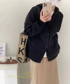 カーディガン | ニットニットパーカー セーター フード付き アウター 羽織り 秋冬 レディース トップス 通学通勤 ゆったり 7色 厚手 ニットアウター 20代40代