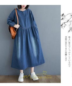 デニムワンピース | ワンピース レディース カジュアル 人気 デニム ロング丈 ゆったり 大きいサイズ ポケット スリット 20代30代40代 華奢見え 着痩せ 体型カバー 可愛い