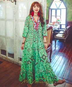 マキシ | ワンピース 個性的 ロングワンピース マキシワンピース エスニック 幾何学柄 リゾート ワンピ カジュアル 春夏 20代30代40代50代 ゆったり 大人 体型カバー