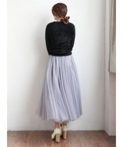 スカート | ロングチュールハイウエストフレアレディース 無地 きれいめ ウエストゴム 通勤通学 可愛い S M L 上品 着痩せ