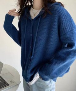 カーディガン | 韓国 ニットフード付き 秋