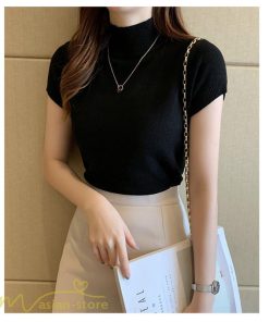 送料無料SALE | サマーニット レディース 半袖 トップス ストレッチ 無地 スリム ニット 可愛い セクシー 柔らか 大人 オフィス 洗えるニット 黒 夏服 夏物 女っぽい 白 OL