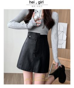 スカート | ミニレディース Aライン タイト フェイクレザー 脚長効果 シンプル ショート丈 カジュアル 着回し オシャレ 通勤 新作 お出かけ