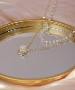 ネックレス | 2連 チョーカーレディース ショート チェーンフェイクパールアクセサリー おしゃれ ゴールド