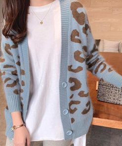 カーディガン | 長袖 レオパード柄 ゆったり ニットレディース カジュアル 羽織り おしゃれ ニットトップス ヒョウ柄 きれいめ